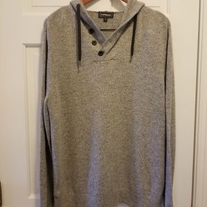 Hooded, Gray, Knit, Men's Express Pullover Sweater